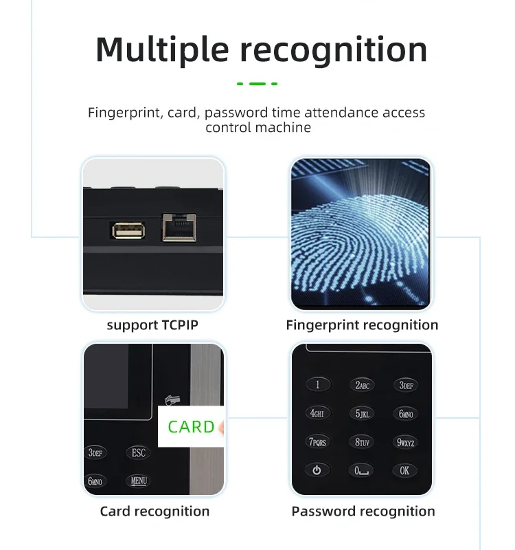 008 001 クラウドベースのリアルタイムダウンロードアップロード時間記録指紋付き生体認証出席マシン