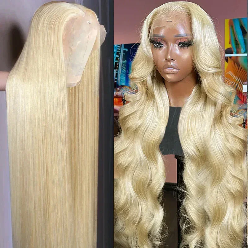 

250 Density Straight Human Hair Wigs 100% Blonde 613 HD Lace Frontal Wig 13x6 Body Wave Lace Front Wig Brazilian Hair For Women