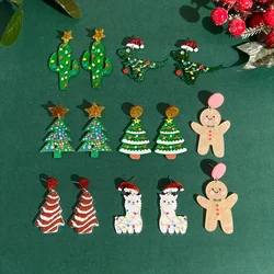 1pair Christmas Earrings Fashion Alpaca Dinosaur Cactus Gingerbread Acrylic Earrings Holiday Party Jewelry