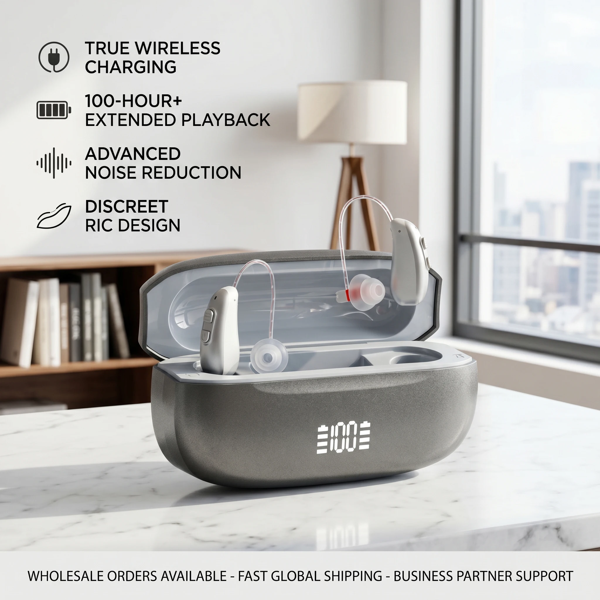 Competitive Price Hear Aid 32 Channel BTE RIC Hearing Aids Mini CIC Hearing Aid Style with Purifying UV Charge Box