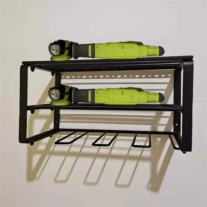 Imagem -02 - Mão Power Tool Organizer Rack Camadas de Montagem na Parede Oficina Garagem Mobile Tool Shelf Heavy Duty Broca Elétrica Titular