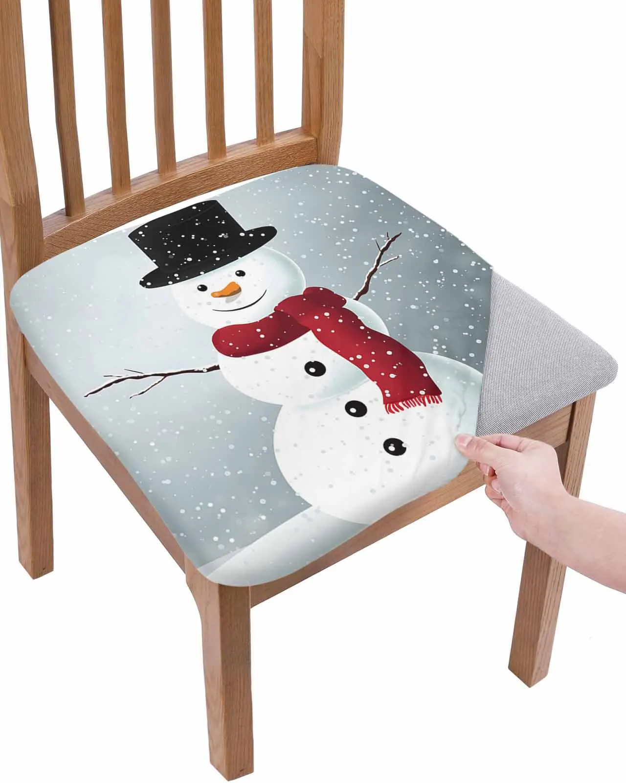 

Retro Christmas Snowman Pattern Elasticity Chair Cover Office Computer Seat Protector Case Home Kitchen Chair Slipcovers