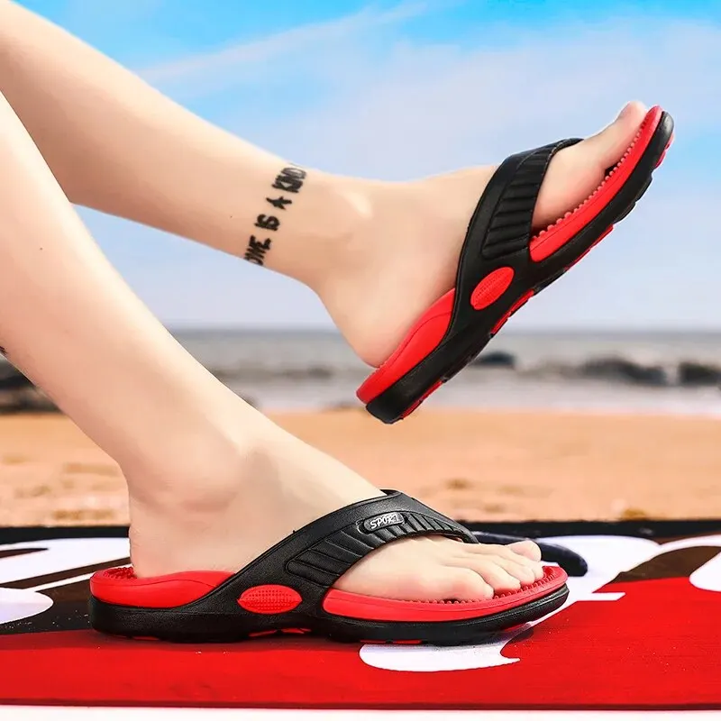 Summer Slippers Men Flip Flops Beach Sandals Non-slip Casual Flat Shoes Massage Indoor House Shoe For Men Outdoor Slides