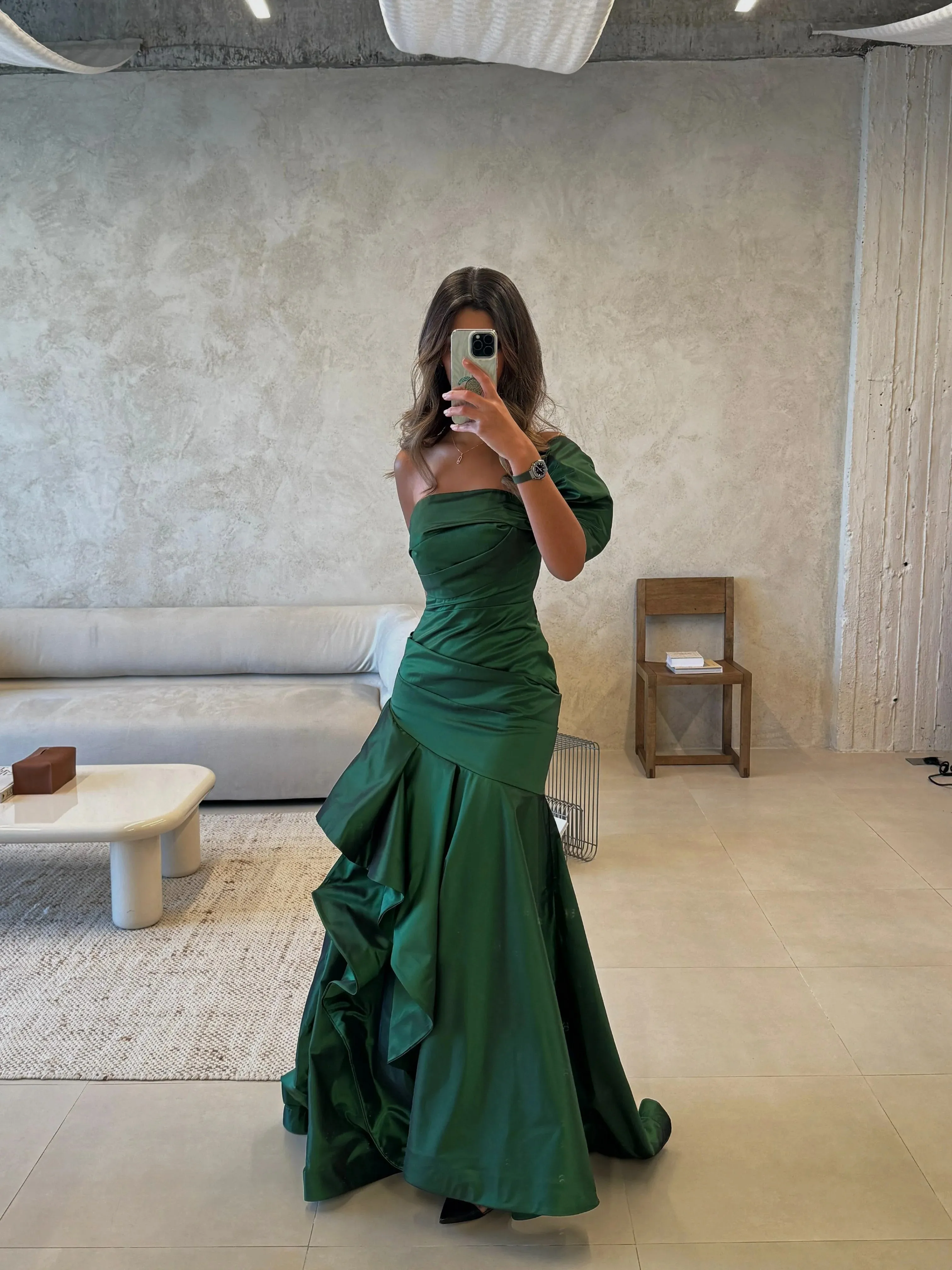 Elegant Party Dresses 2026 Satin Mermaid Sharon's Collection Of Evening Dresses One Shoulder Ruffle High Slit Prom Dresses