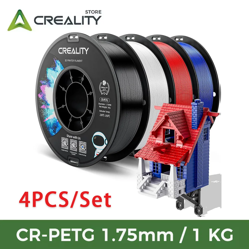 CREALITY Printer Original CR-PETG Filament 1KG 1.75mm 4PCS/Set High Temperature Eco-friendly Odorless Non-toxic Excellent Glossy