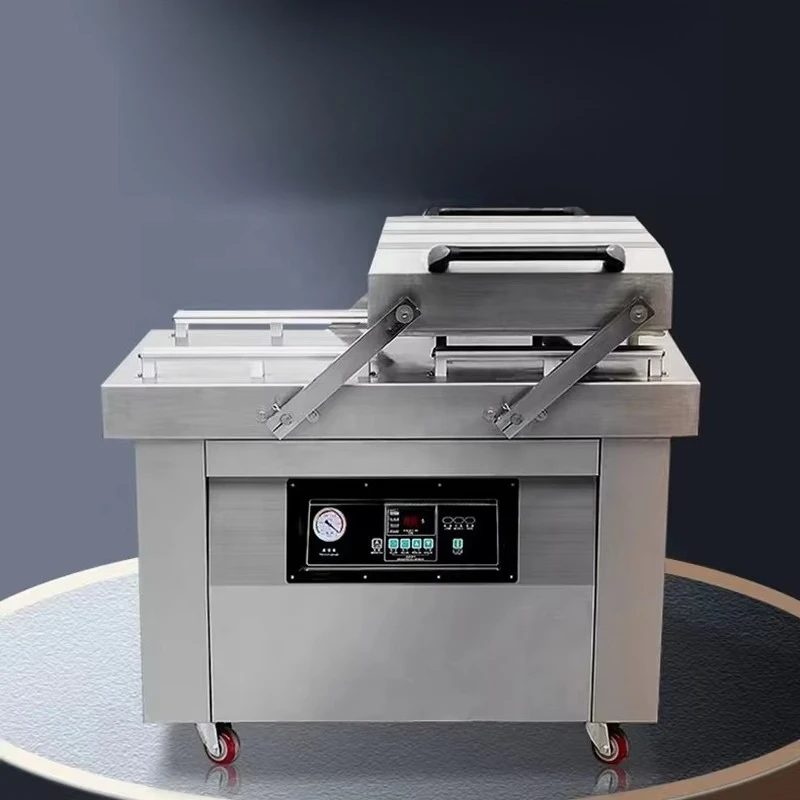 DZ400/DZ500 Manufacturer Low Price Meat Rice Snack Fish Food Sealer Bag Gas Flush Big Size Double Chamber Vacuum Packing Machine