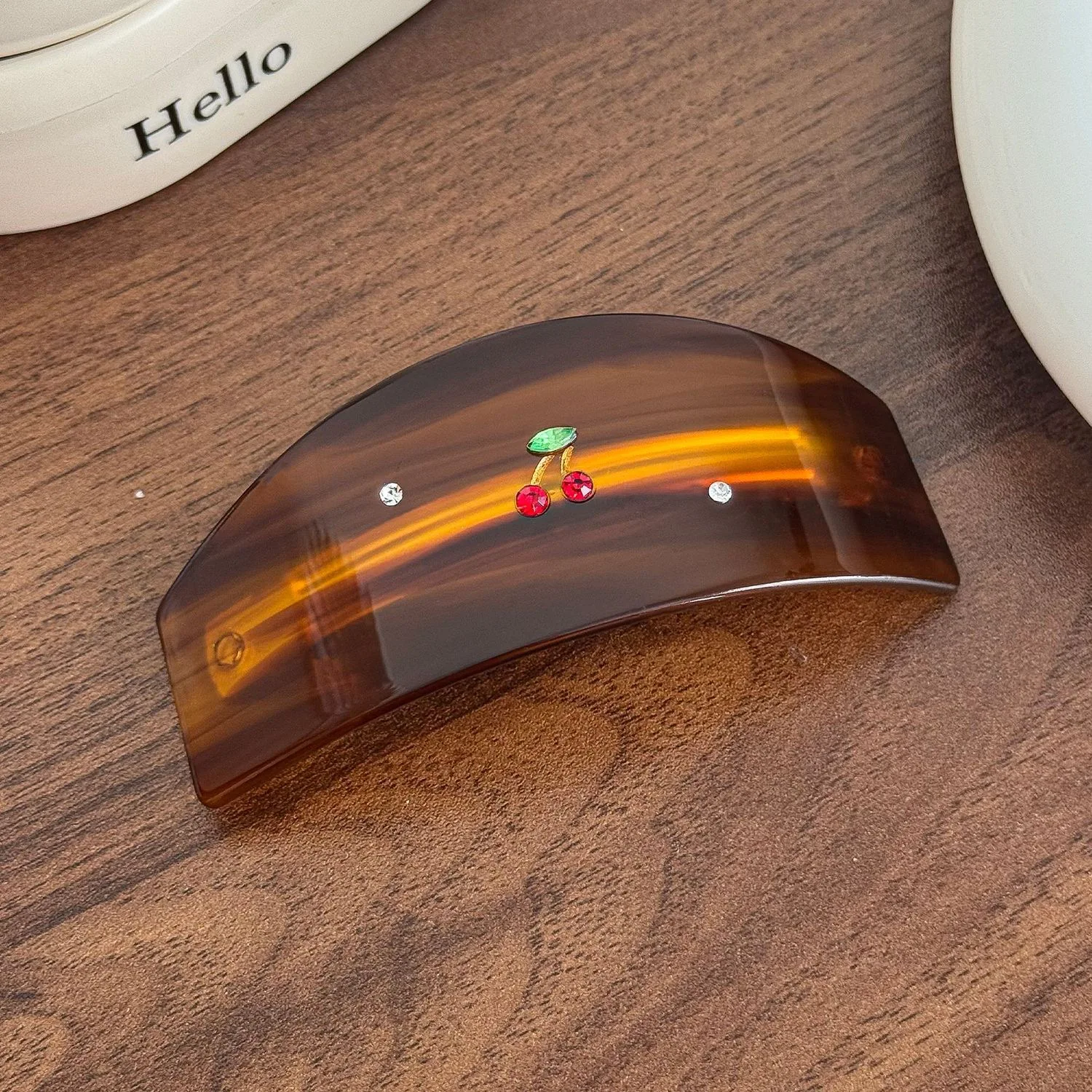 قطعة واحدة من مخلب شعر الكرز الجديد المرصع بالألماس، مشبك شعر من الأسيتات الماسي متعدد الألوان، مشبك شعر لأعلى الرأس الخلفي #5