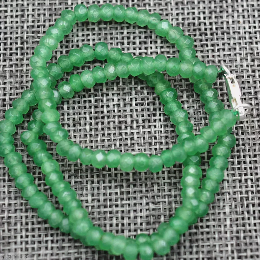 

Long 18"2x4mm Faceted Myanmar Natural Emerald Gems Necklace