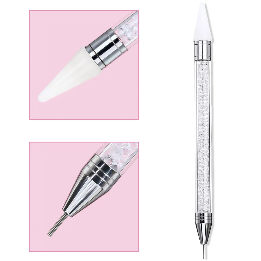 1Pc Dual-ended Strass Edelsteine Picker Punktierung Stift Wachs Bleistift Acryl Griff Kristall Studs Picker Maniküre Nail art DIY Werkzeuge