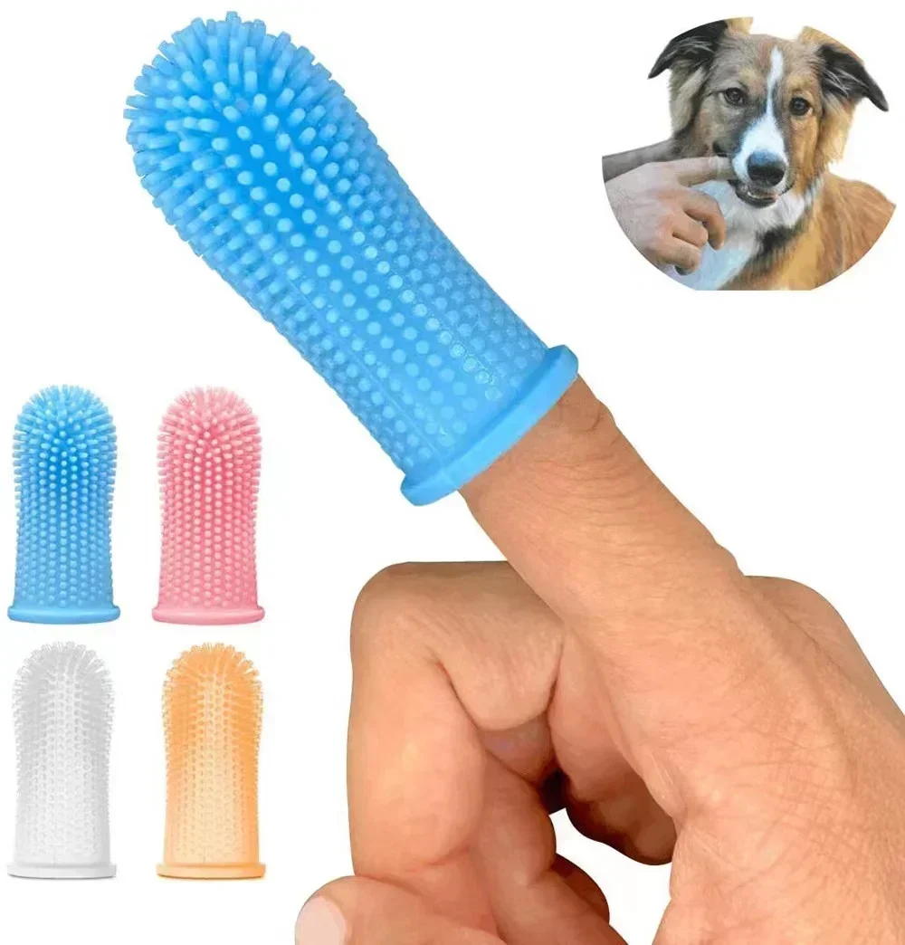 Dog Super Soft Silicone Tooth Brush Pet Finger Toothbrush Teeth Cleaning Bad Breath Care Nontoxic Dog Cat Cleaning Supplies