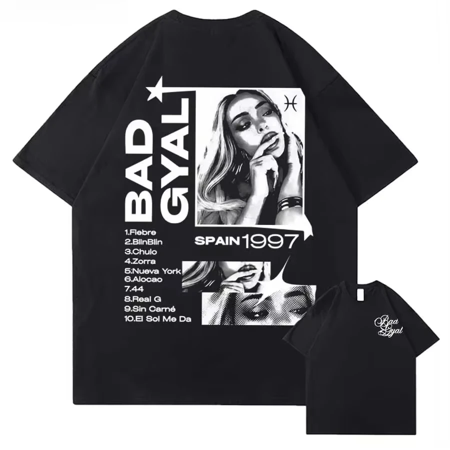

2026 Summer Singer Bad Gyal Album Tour Graphic 14 Design Pattern Printed Jersey T-Shirt For Women 's Short Sleeve Loose Tops