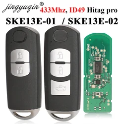 jingyuqin 433Mhz ID49 2/3Buttons Smart Key for MAZDA 2 3 6 CX-5 Atenza Axela 2014+ SKE13E-01 SKE13E-02 Car Remote Control Nologo