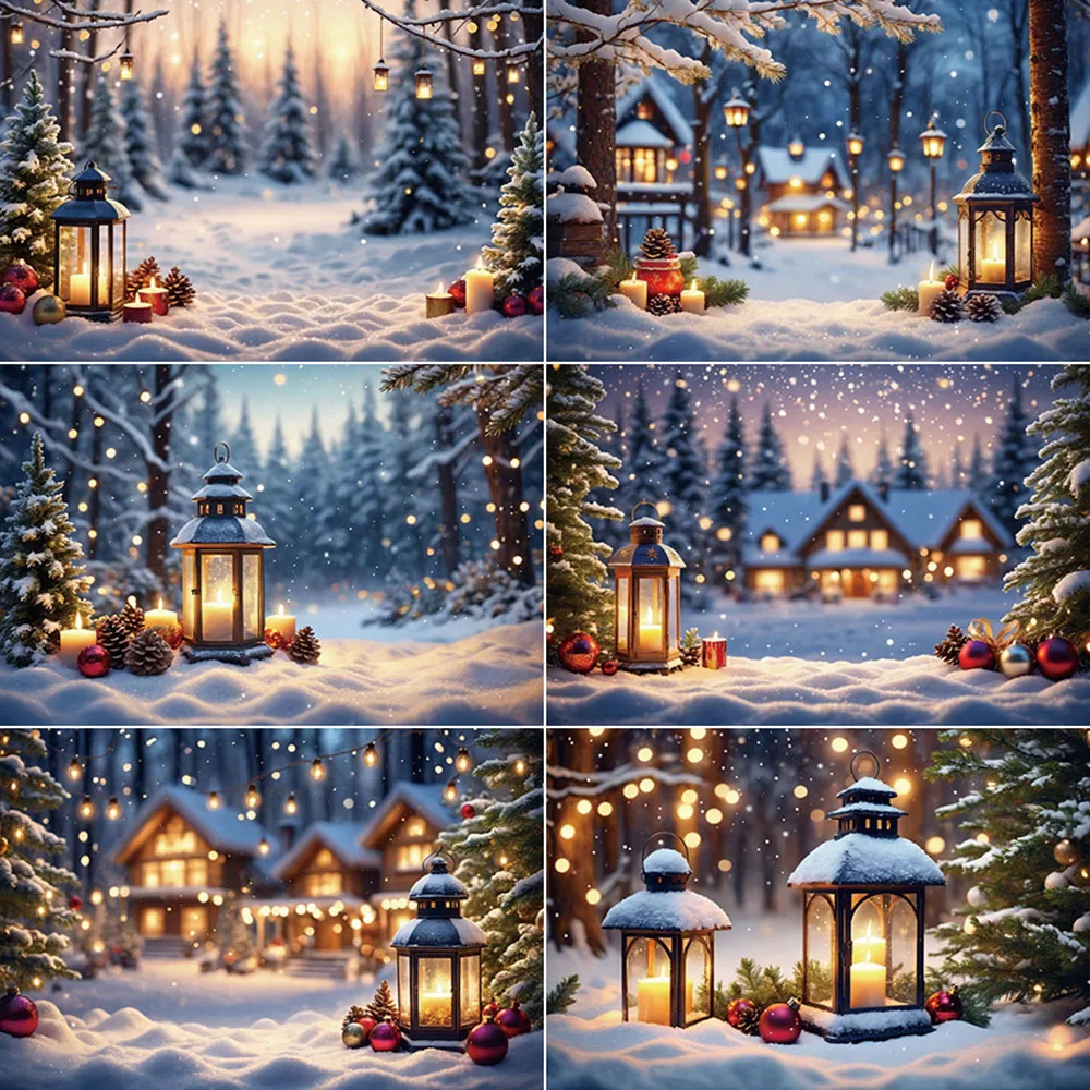 

MOON.QG Christmas Village Background Photography Studio Winter Outdoor Party Photozone Backdrop Child New Year Photocall Props