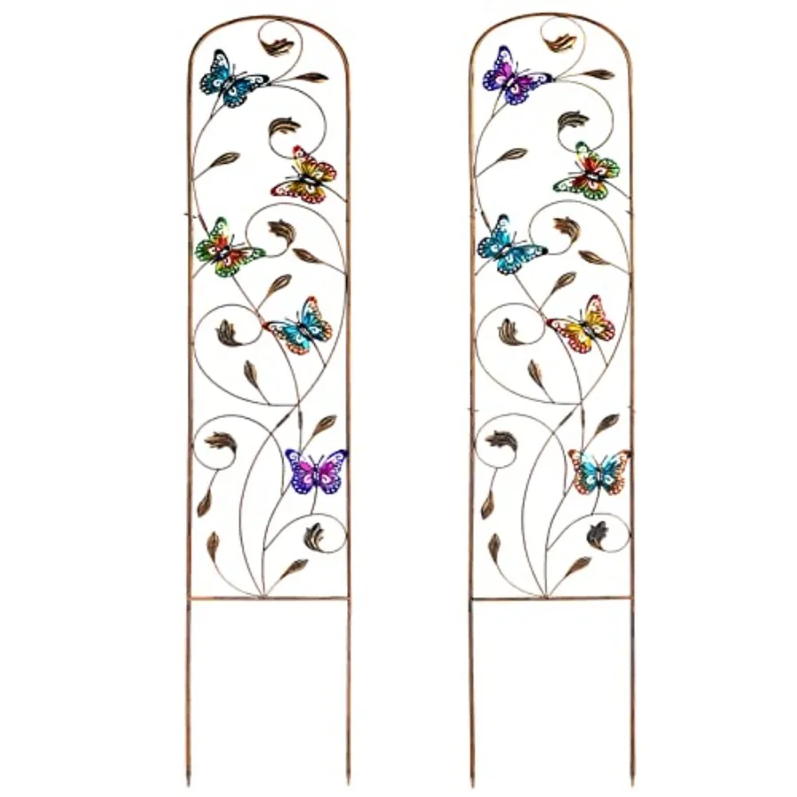 

Set of 2 Metal Garden Trellis for Climbing Plants Decorative Vegetables Flowers Vine Trellis for Outdoor Patio 60'' H x 11'' W