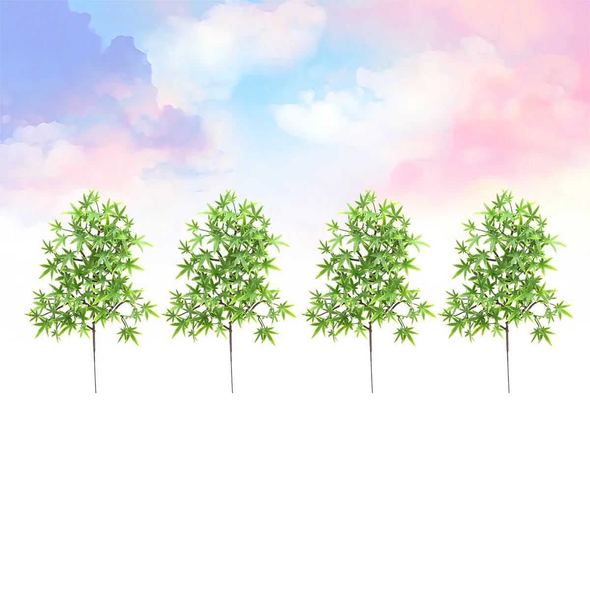 

4Pcs Lifelike Maple Leaves Fake Plant Home Wedding Garden Office Decoration for Christmas Easter Harvest Party (Green)