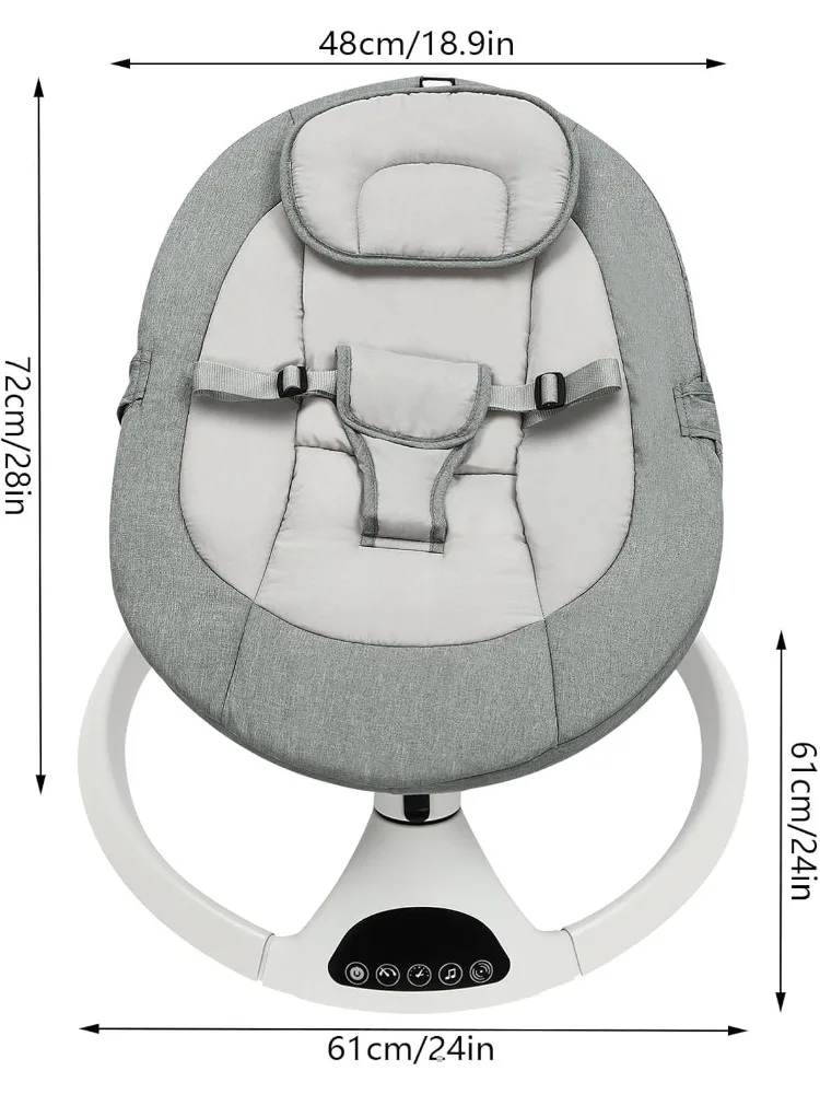 Electric Baby Swing Chair with 5 Oscillating Speeds Load Weight 12 kg, Suitable for Babies from 0 to 12 Months