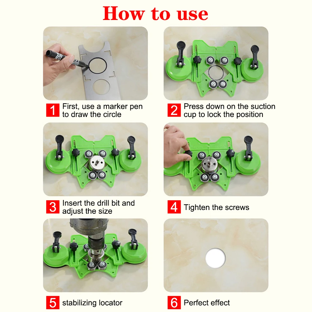 4-83mm Glass Tile Opening Locator Double Suction Cup Guide Hole Locator Punch Drill Guide Drills Hole Centering Positioning