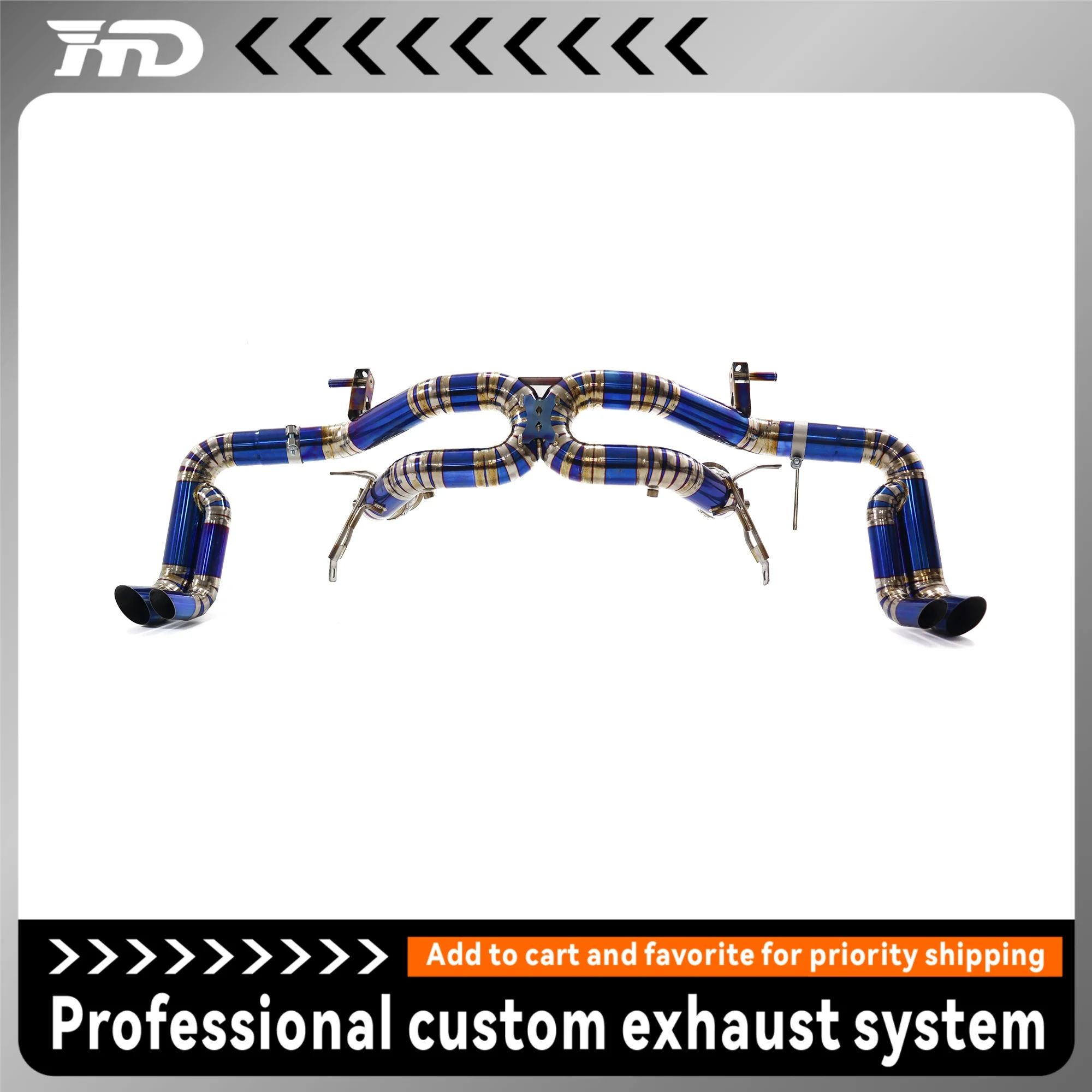 HMD For Audi R8 V10 5.2 2017-2019 Engine Racing Sport Exhaust Straight X Pipe Titanium Blue Exhaust System