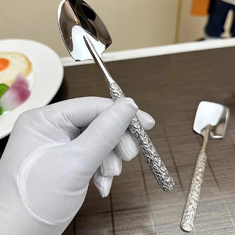 【WO-OW】ملعقة مستديرة من الفولاذ المقاوم للصدأ صافي عشاء ذهبي أحمر مقبض طويل اثارة ملاعق الحلوى لأدوات إكسسوارات المطبخ #6