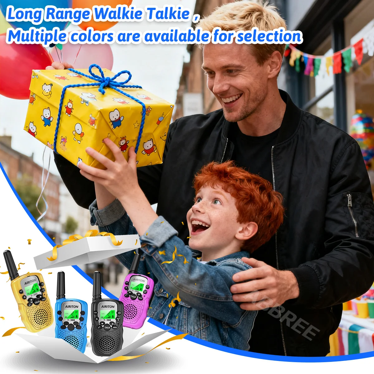 2개 에어리톤 T388 미니 무전기 어린이 장난감 선물 키즈 FRS PMR 장거리 VOX 핸드헬드 양방향 무전기 남아 여아용