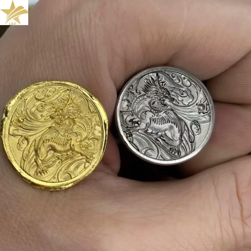 Poinçon de marquage personnalisé 3D en métal Zodiaque Dragon, pour bijoux, en argent et or, outil de gaufrage à pression hydraulique