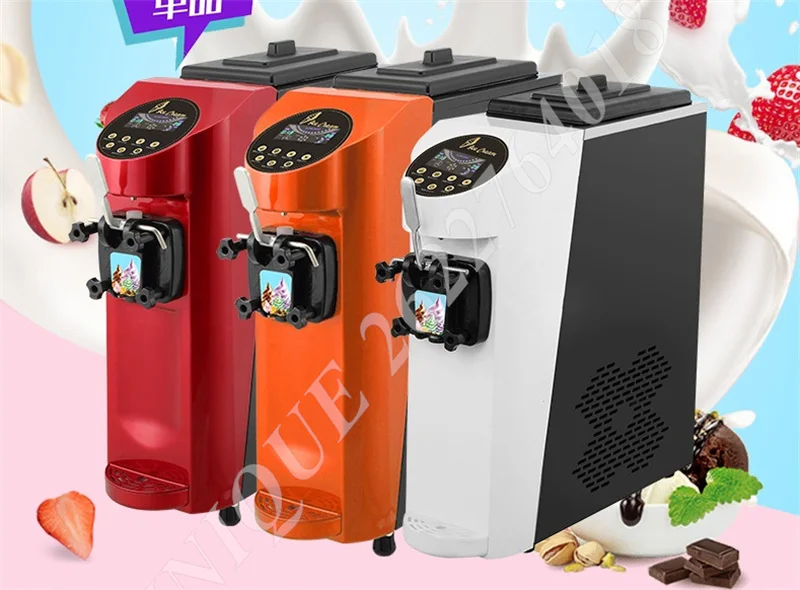 220V Commercial Ice Cream Maker Countertop Soft Serve Machine With 4.5L Hopper 1.6L Cylinder Touch Screen Puffing Shortage Alarm