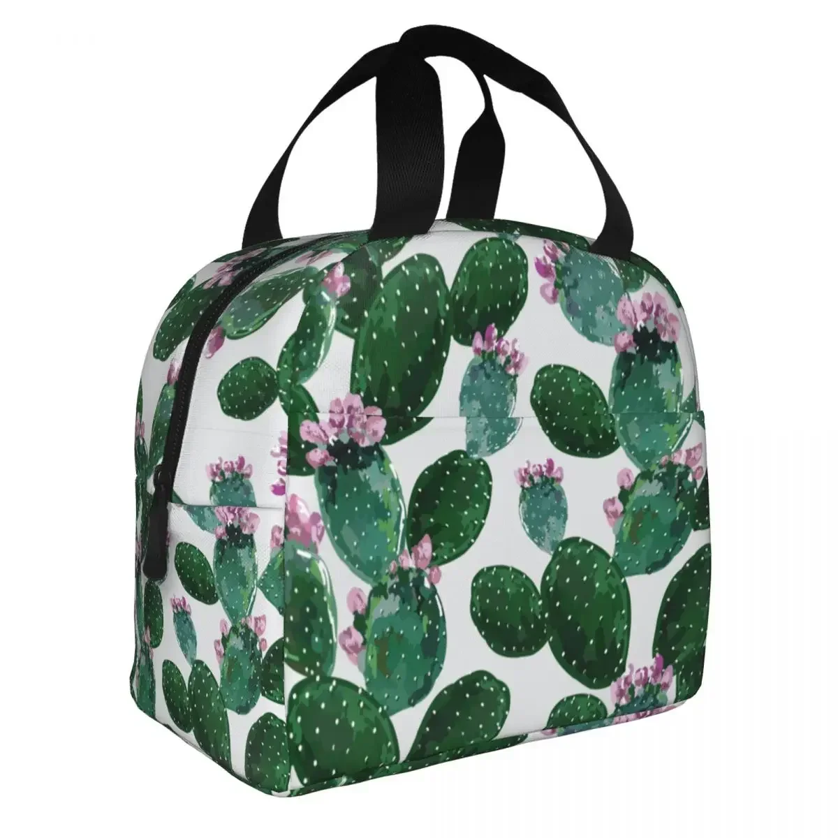 Lunch Bag  Cactus Thermal Cooler Portable Work Cute Canvas Tote Food Bag
