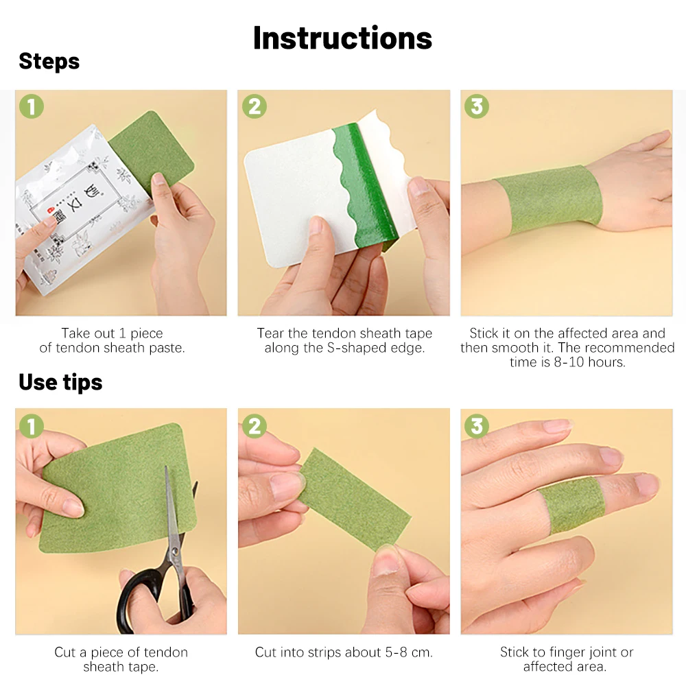 Absinto Tendon Bainha Patch, Planta Herbal Gesso, Cuidados De Pulso, Pulso, Polegar, Dedo, Articulações Bulge, Moxabustão Patch, Heel Patch, 12pcs