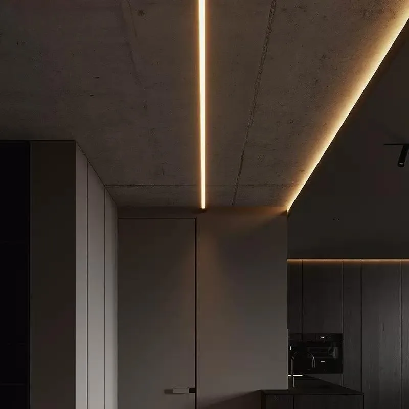 Imagem -04 - Skyline-linear Wall Lamp Strip Home Decor Black White Steel Bar Villa Corredor Bar Faça Você Mesmo Comprimento Led Light Cutting Slim Sconce