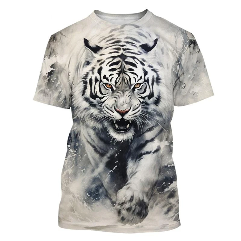 

Funny 3D Tiger Pattern Men's T Shirt Hip Hop Trend y2k Clothes Fashion Animal Print Oversized T-shirt Casual O-neck Short Sleeve