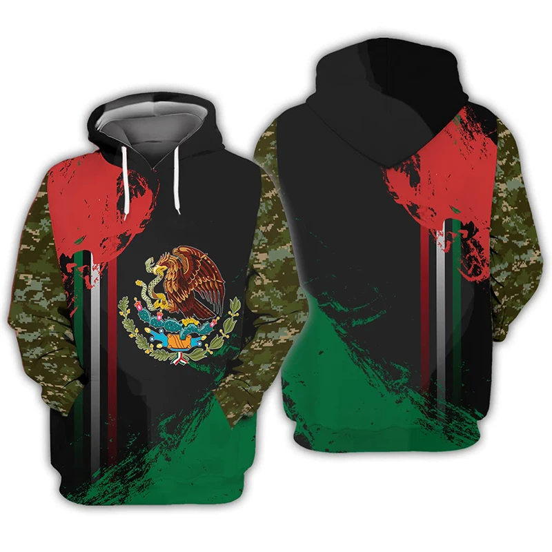 Fashion Mexican Flag Hoodies 3D Print Men Women Oversized Pullover Mexico Hooded Sweatshirts Streetwear Kids Tops Male Clothing