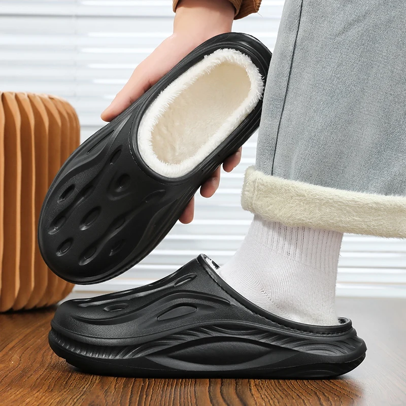 

Новые зимние плюшевые мужские тапочки, уличные непромокаемые мужские хлопковые тапочки, домашняя теплая нескользящая мужская домашняя обувь, тапочки для спальни