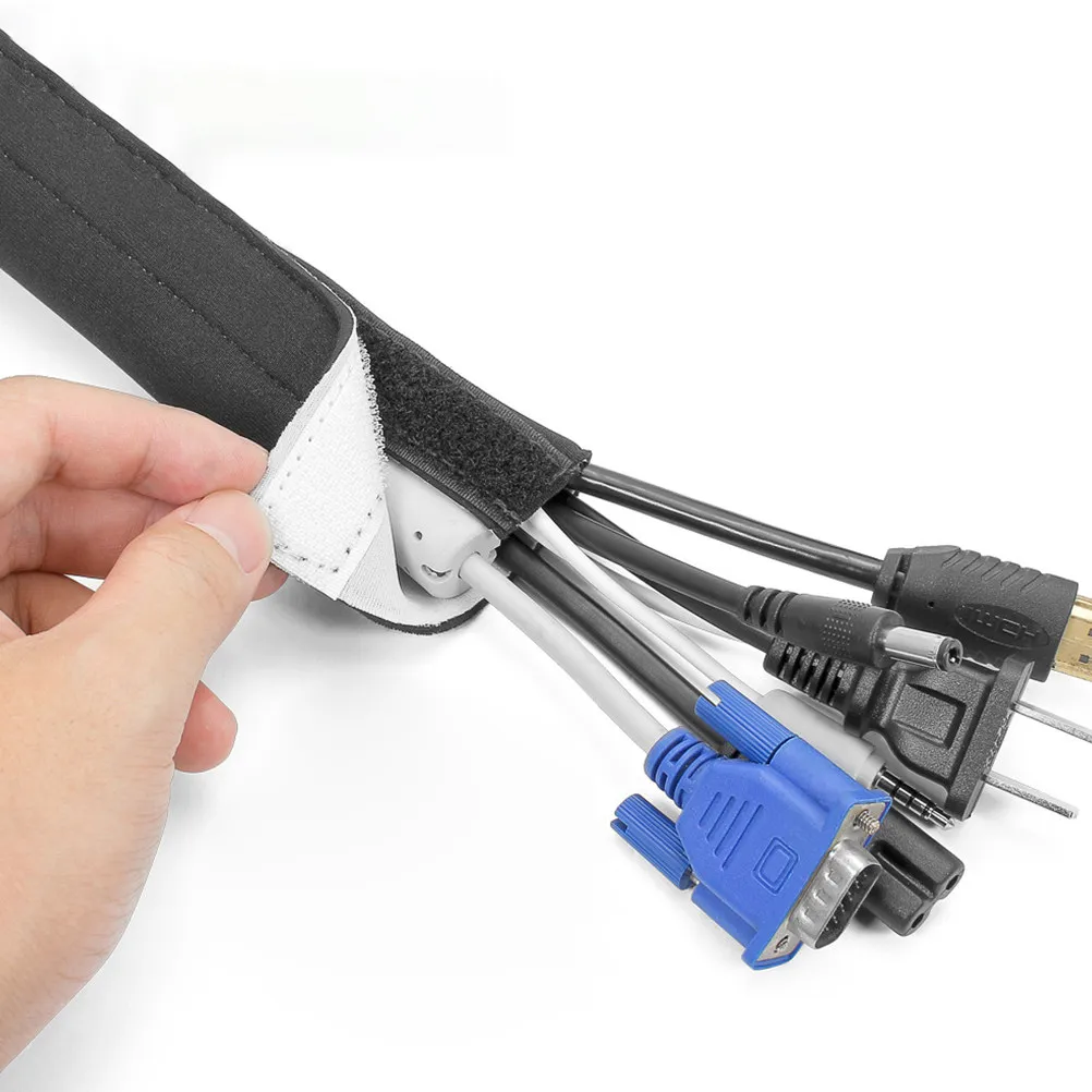 2Pcs Neoprene Cable Sleeve Cuttable Cable Organizer for Wires Cords Behind TV Computer Desk Safe Child Pet Chew Proof Wire Hider