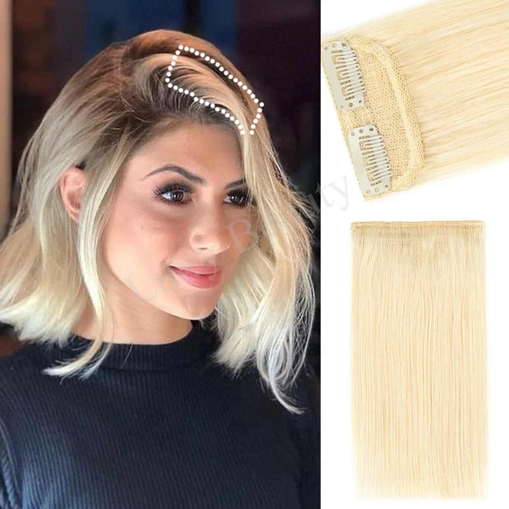 Mini Clip In Human Hair Piece 10-30cm Invisible Hair Pads For Women Hair Extensions Black Blonde Brown 2 Clips on Hairpieces