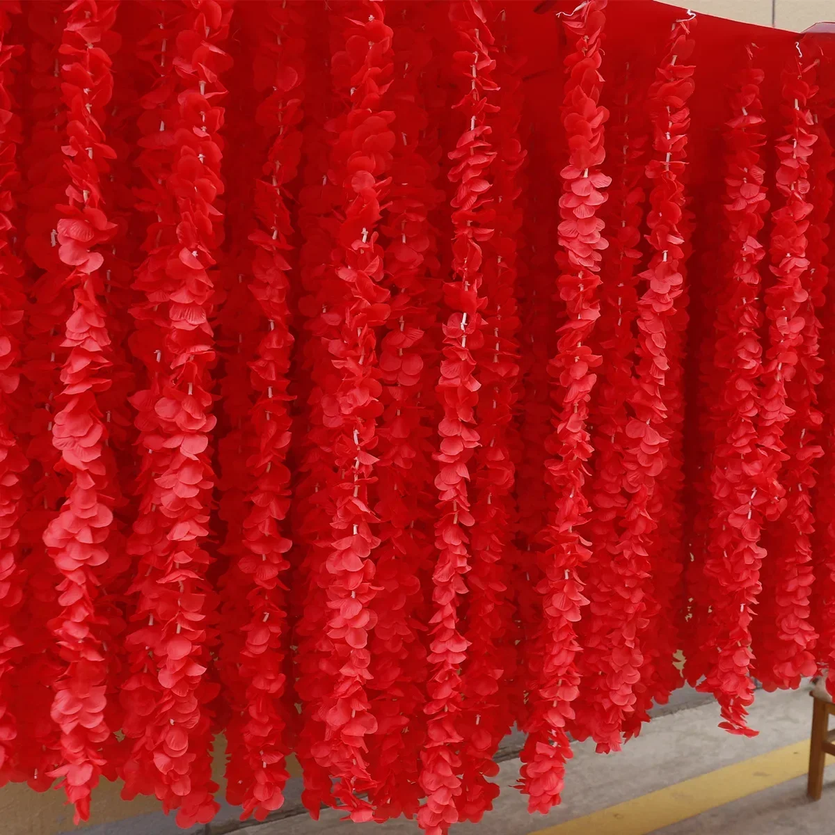 Handgenähte Hänge-Orchideen-Girlande für Wand- und Deckendekoration, Blumengirlande für Hochzeits- und Partydekoration, 240 cm x 120 cm – Detail 6
