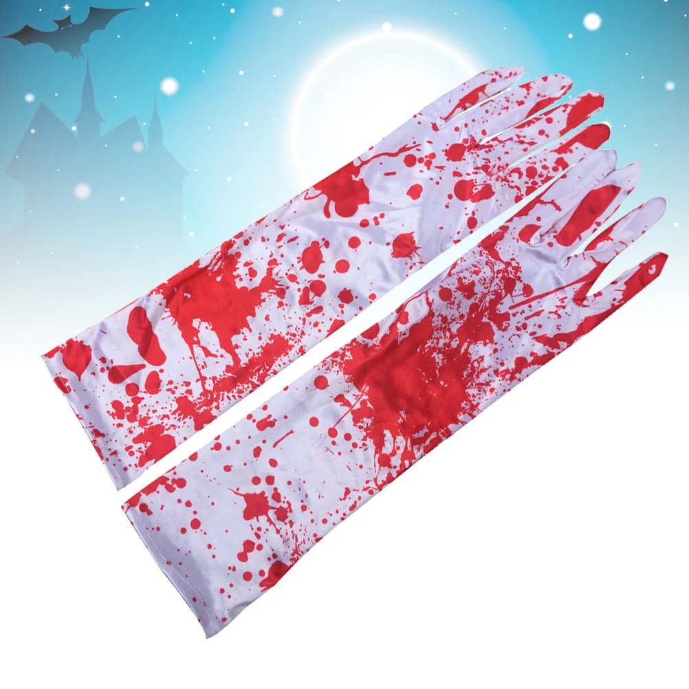1Pair Blood Gloves for Halloween Horror Style Cosplay Gloves Warm Comfortable for Festival Haunted House Decor