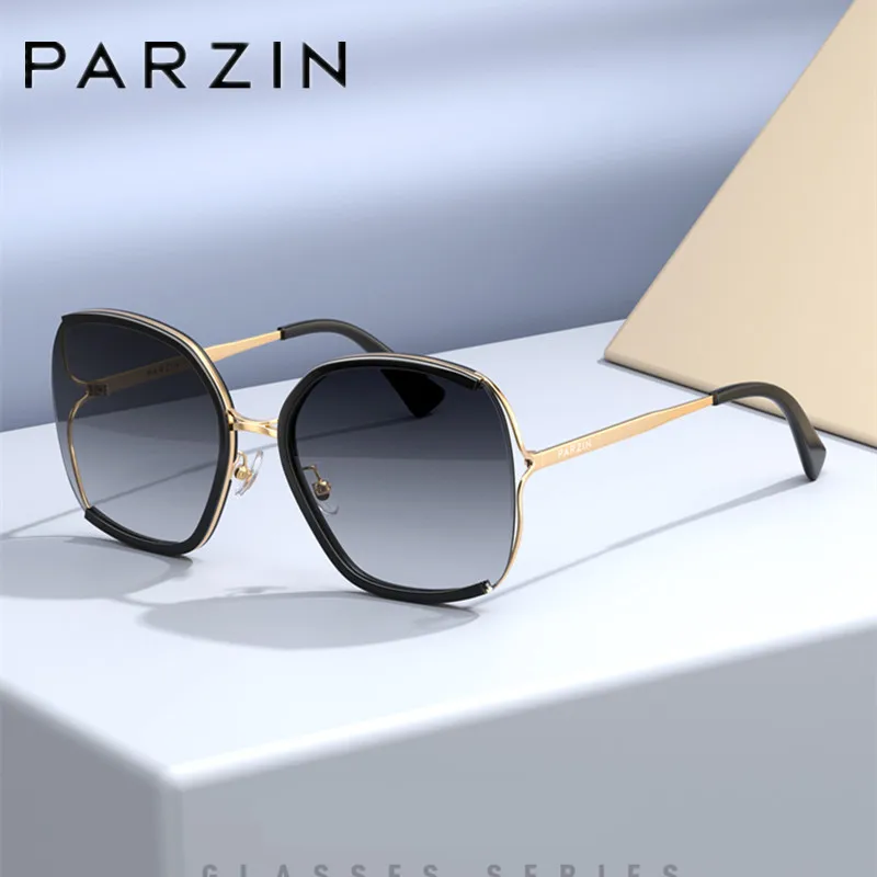 

PARZIN Vintage Sunglasses Metal Frame Cat Eye Sun Glasses Women Nylon Lenses Men UV Protection Driving Eyewear 92137