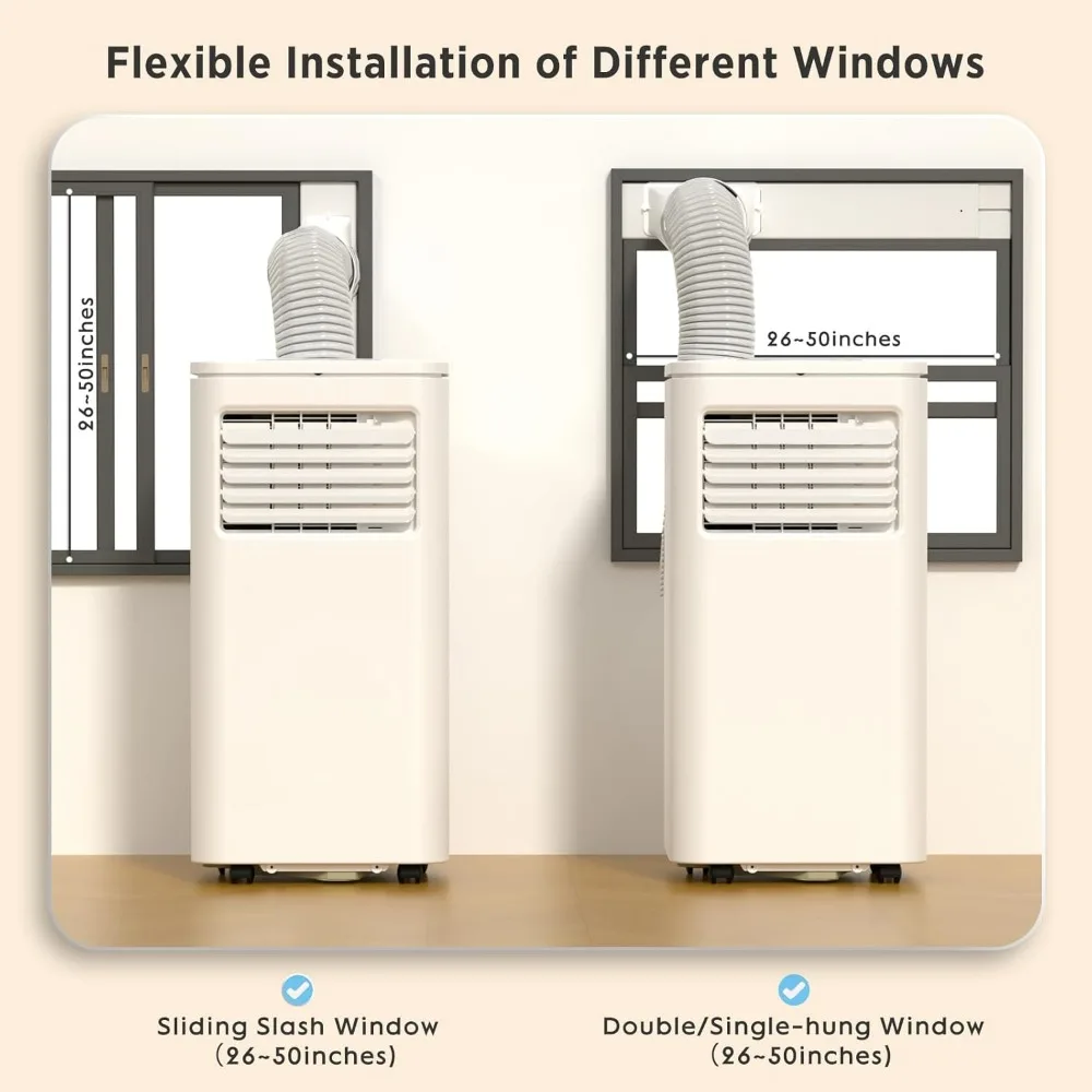 I condizionatori d'aria portatili da 10000 BTU raffreddano fino a 450 piedi quadrati, 4 modalità/telecomando/Display a LED/Timer 24 ore/kit di installazione, bianco