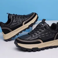 Chaussures en cuir pour hommes de haute qualité, tendance rétro, nouvelles chaussures en cuir pour hommes 2025, baskets de plateforme pour l'extérieur, chaussures de course, chaussures décontractées. 6