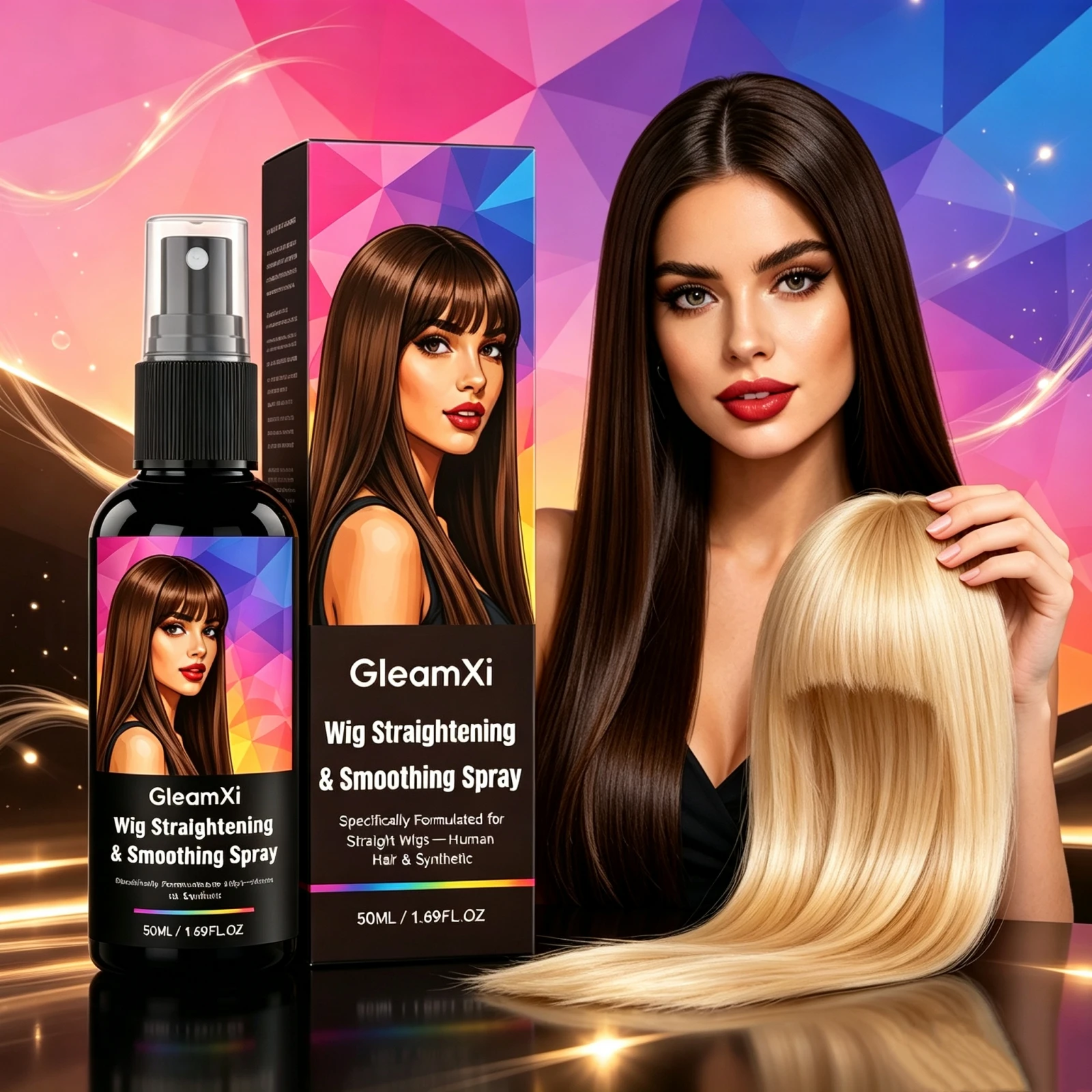 Instant Wig Hair Straightening Spray Soften Texture Tame Tangled Synthetic Human Lace Wigs Smooth Frizz Flyaway Hair Care Spray