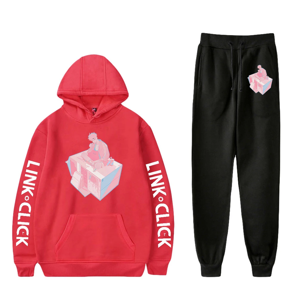 

Link Click Anime Two Piece Set Hoodie Sweatpant Long Sleeve Woman Man Suit 2022 Casual Style Harajuku Streetwear Unisex Clothes