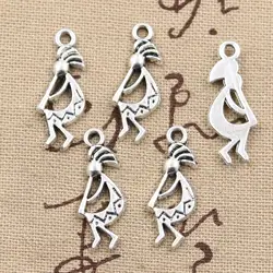 30pcs Charms Native Kokopelli 24x9mm Antique Bronze Silver Color Pendants Making DIY Handmade Tibetan Bronze Jewelry