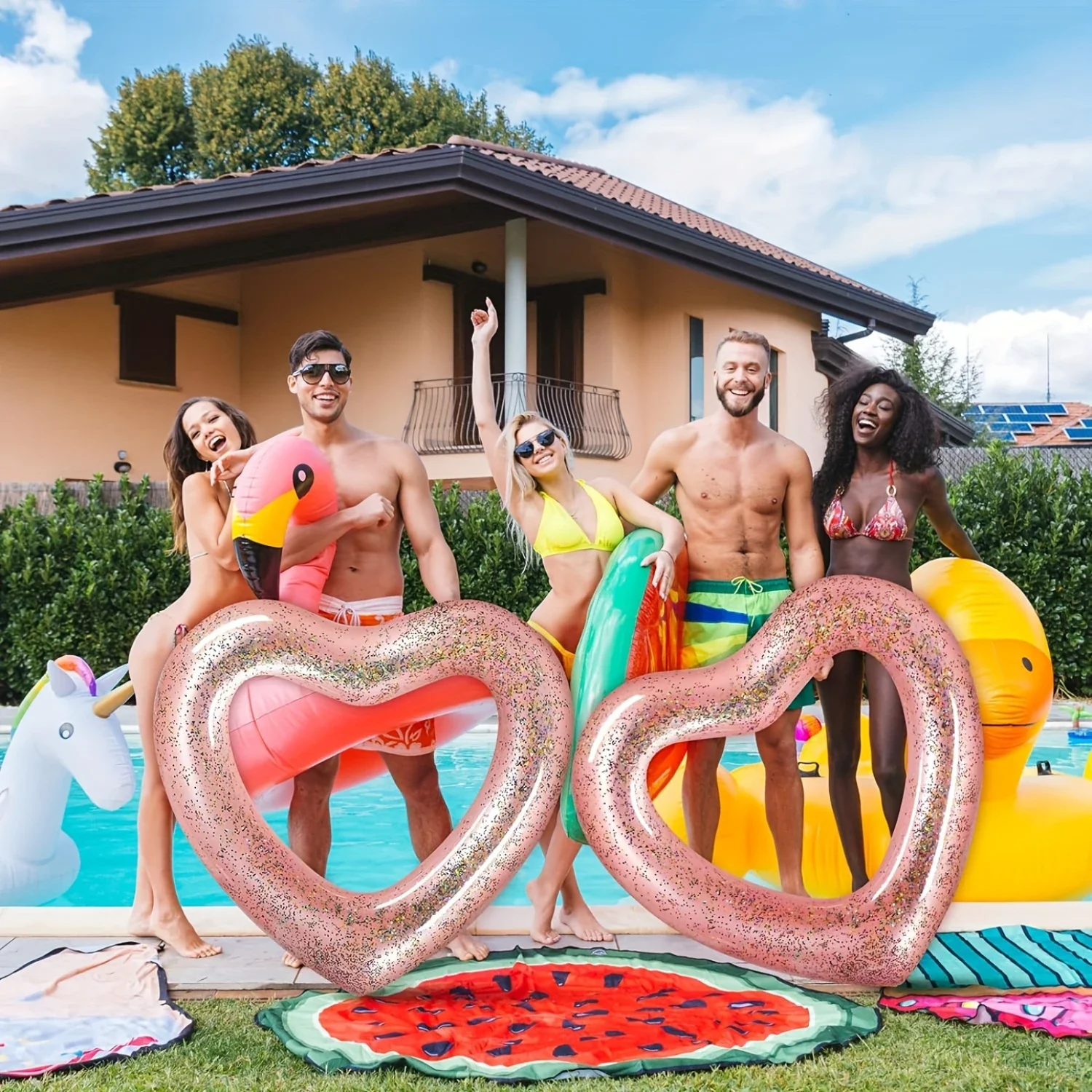

1pc Heart Shaped Inflatable Pool Float For Adults - Perfect For Bachelorette Parties And Summer Fun - 31.4x 27.5 Inch Lounger Tu