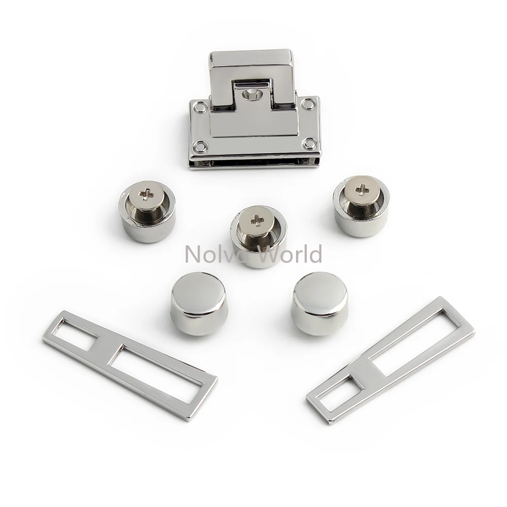 1/3/10Sets Silver Metal Bags Clasp Lock Eyelets Twist Locks For Shoulder Handbag Strap Purse Rivets Pin Buckle Ring Accessories