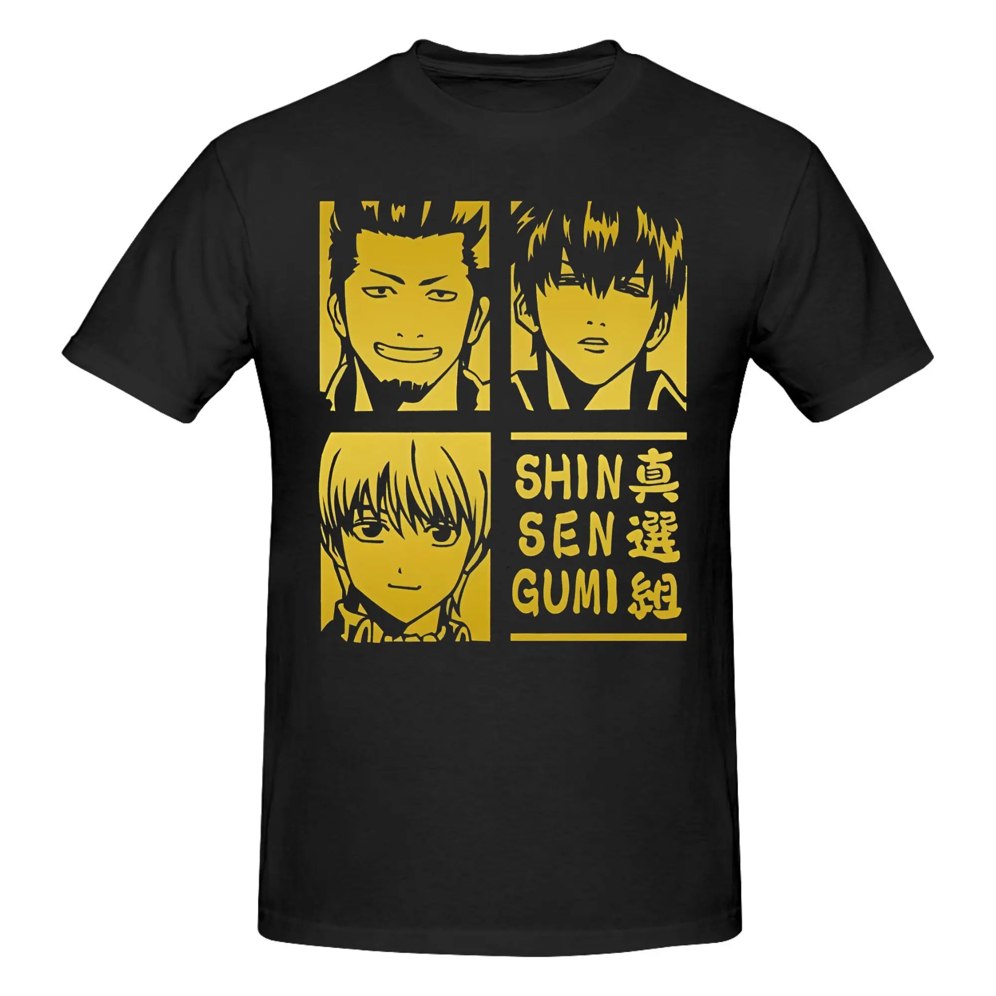 Футболка Gintama Kondo X Sougo X Toshiro L Shinsengumi мужская хлопковая с коротким рукавом и круглым вырезом, летние топы, рубашки