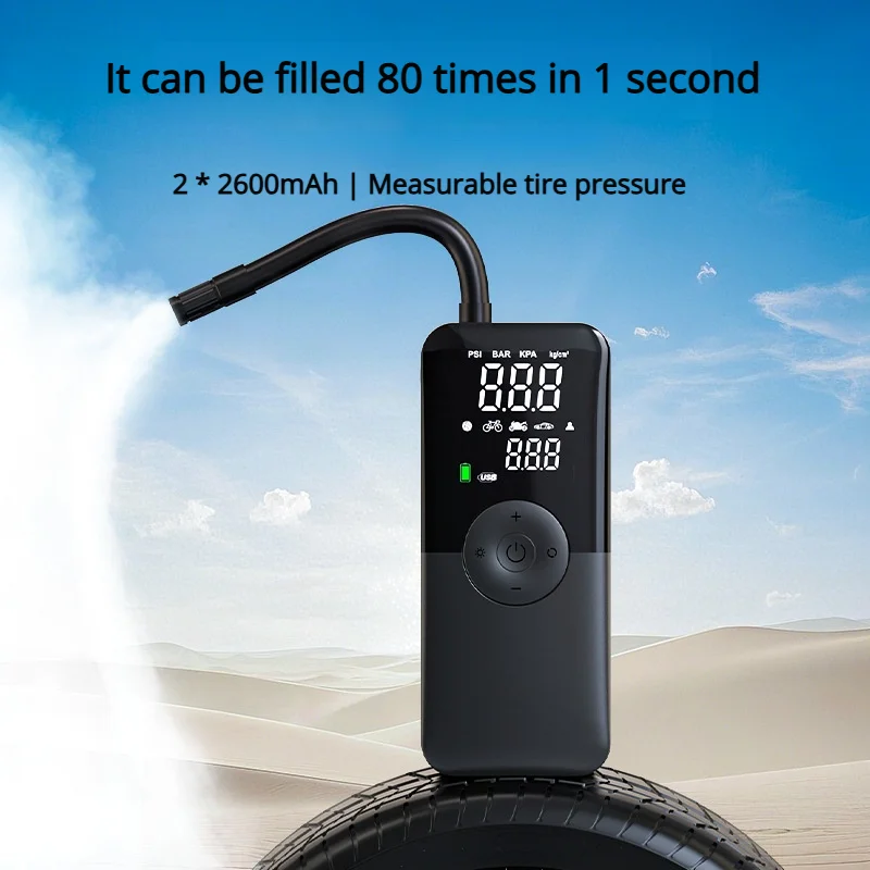 

Wireless Portable Car Air Pump Electric Emergency Lighting For Car Tires Tire Pressure Inflator Air Pump