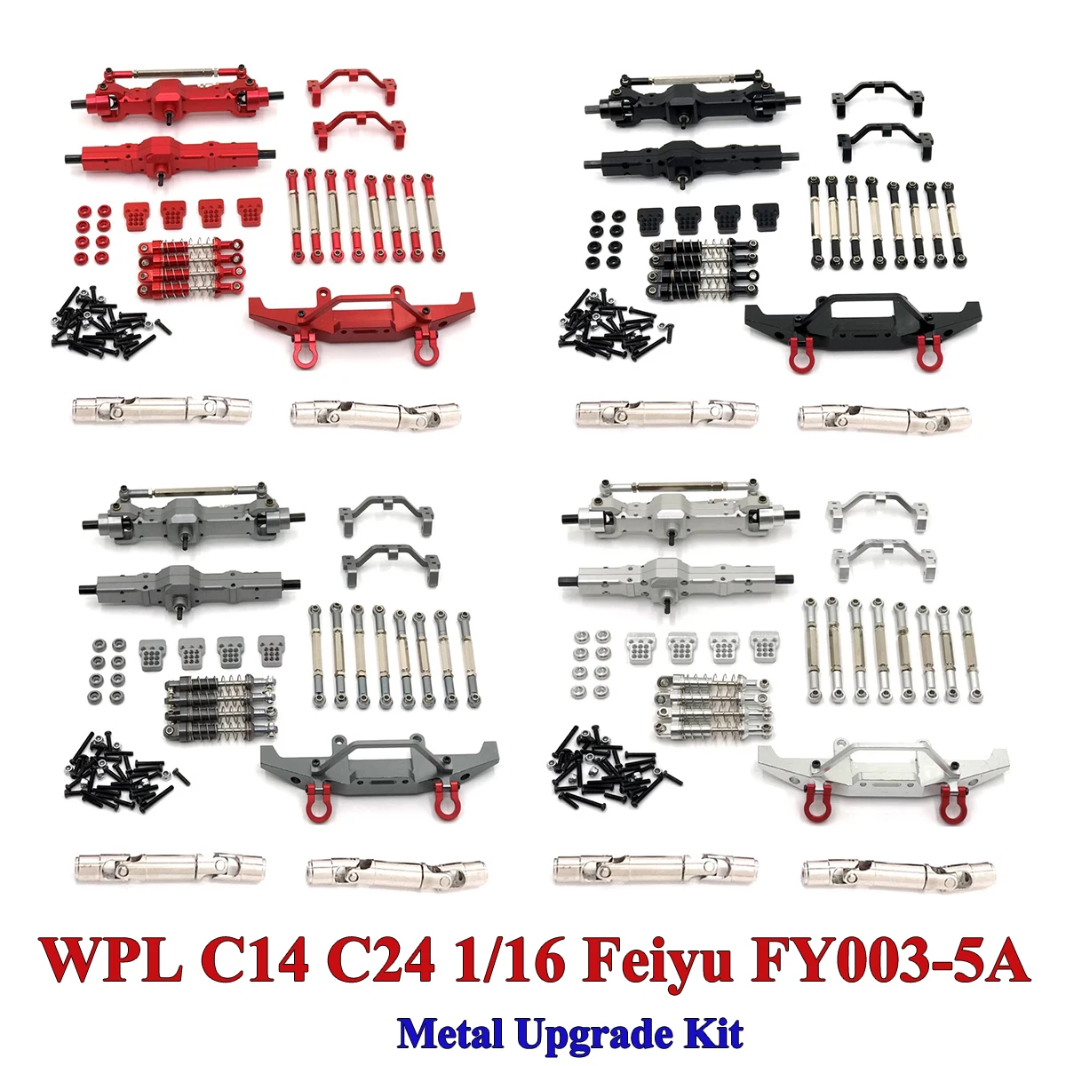 WPL C14 C24 1/16 Feiyu FY003-5A RC Remote Control Car Parts Metal Upgrade Kit Adjustable Tie Rod Front and Rear Axle Drive Shaft