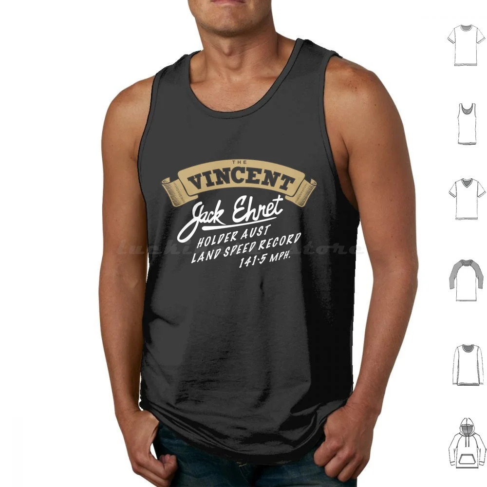 Vincent Black Lightning Jack Ehret Speed Record Tank Tops Print Cotton Vincent Black Lightning Jack Ehret Australian Speed