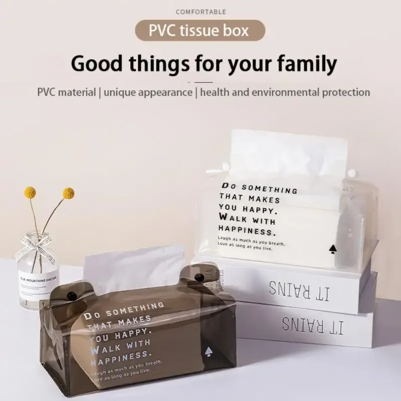 مقاوم للماء صندوق مناديل بلاستيكية واضحة ، حامل مناديل قابلة للطي ، تصميم الشق بسيط ، حافظة تخزين متعددة الوظائف ، ديكور المنزل