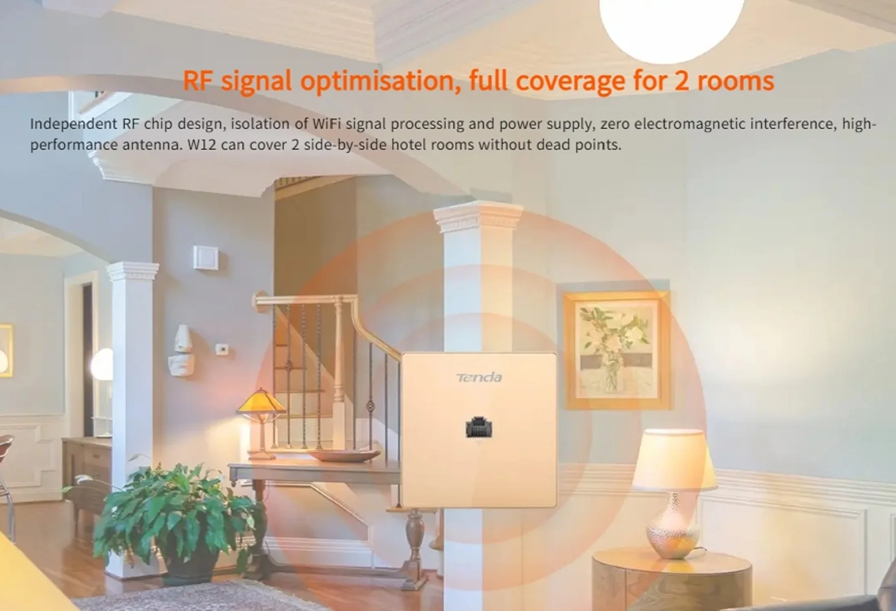 TendaW12 dual-band gigabit wall-mounted AP is suitable for large apartments, KTV rooms and other places